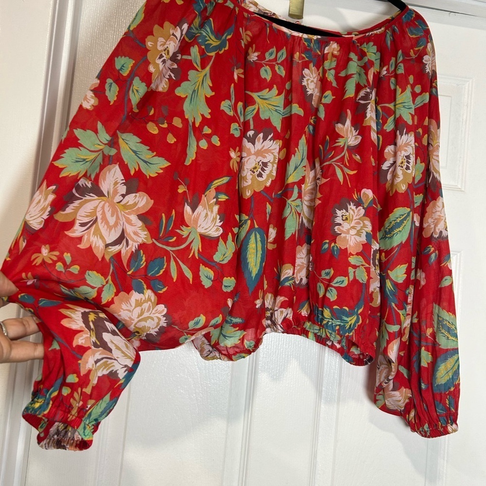 MAEVE BY Anthropologie Red Floral Blouse - Picture 3 of 7